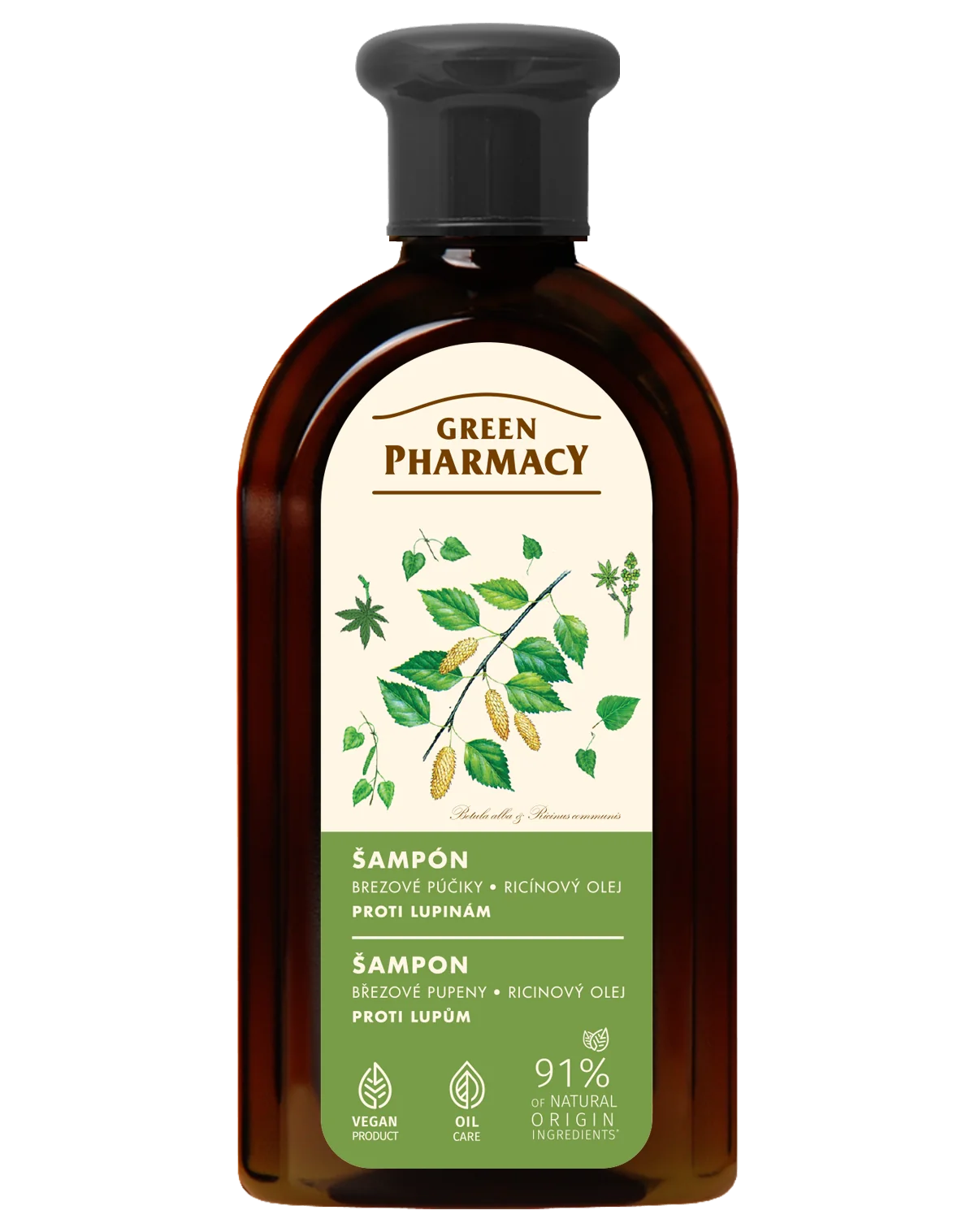 Green Pharmacy Šampón proti lupinám Brezové púčiky a ricínový olej 350 ml